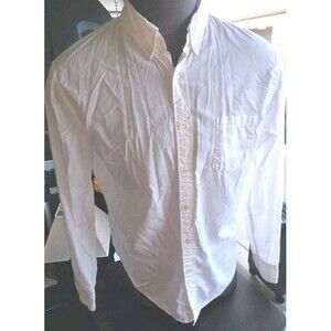 J Crew Dress Shirt Mens XL Crisp White Oxford Lightweight